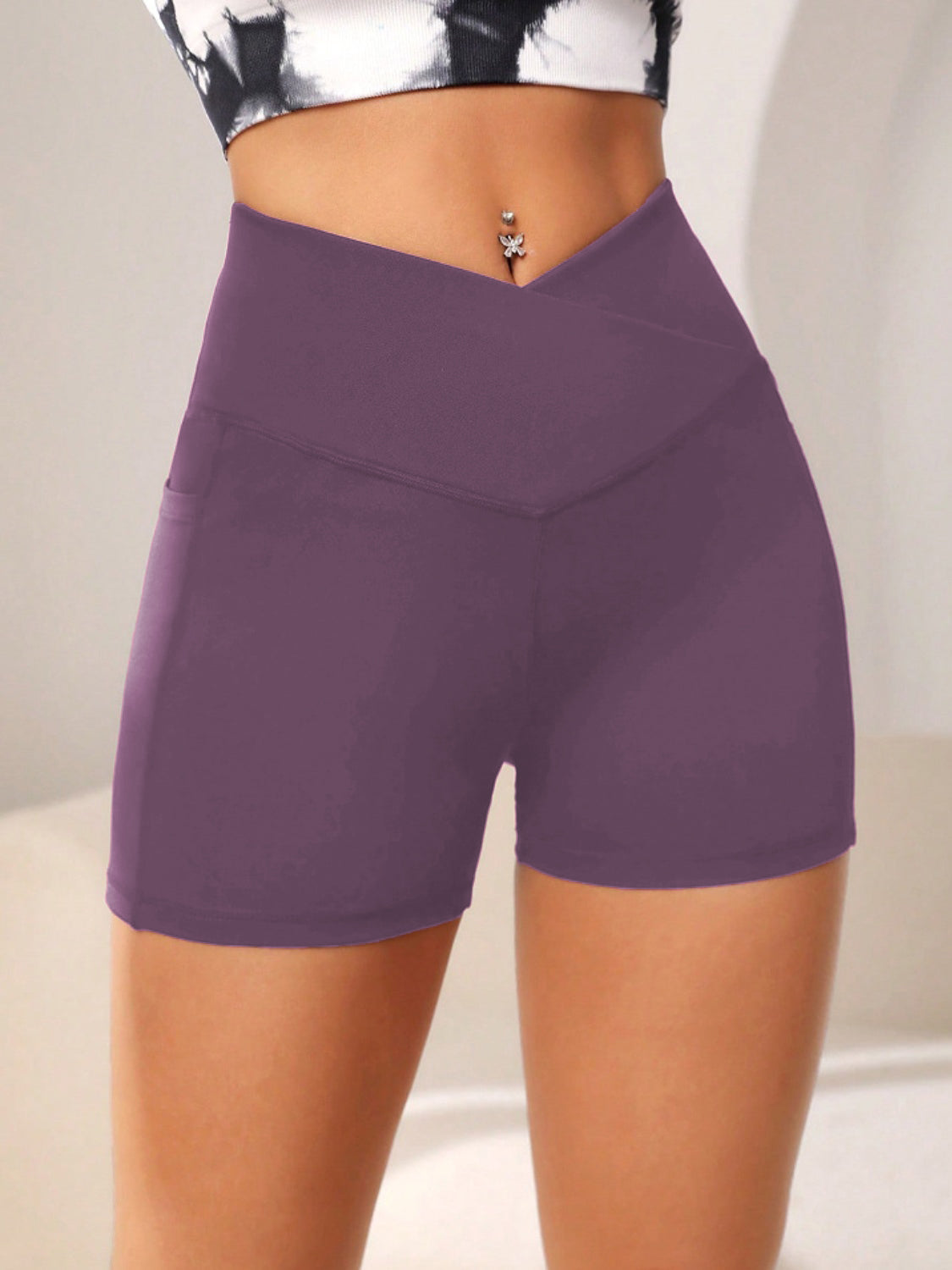 High Waist Active Shorts with Pockets