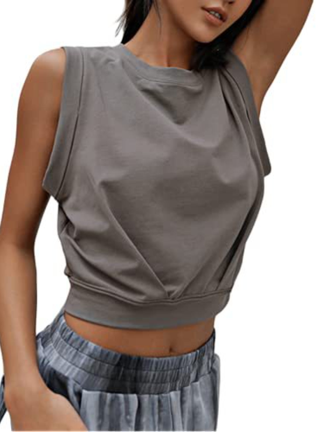 Round Neck Cropped Active Top