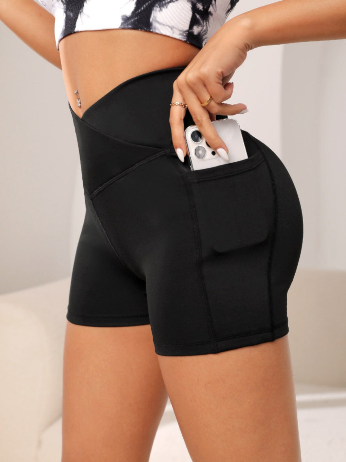 High Waist Active Shorts with Pockets
