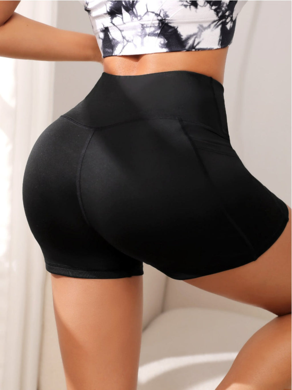High Waist Active Shorts with Pockets