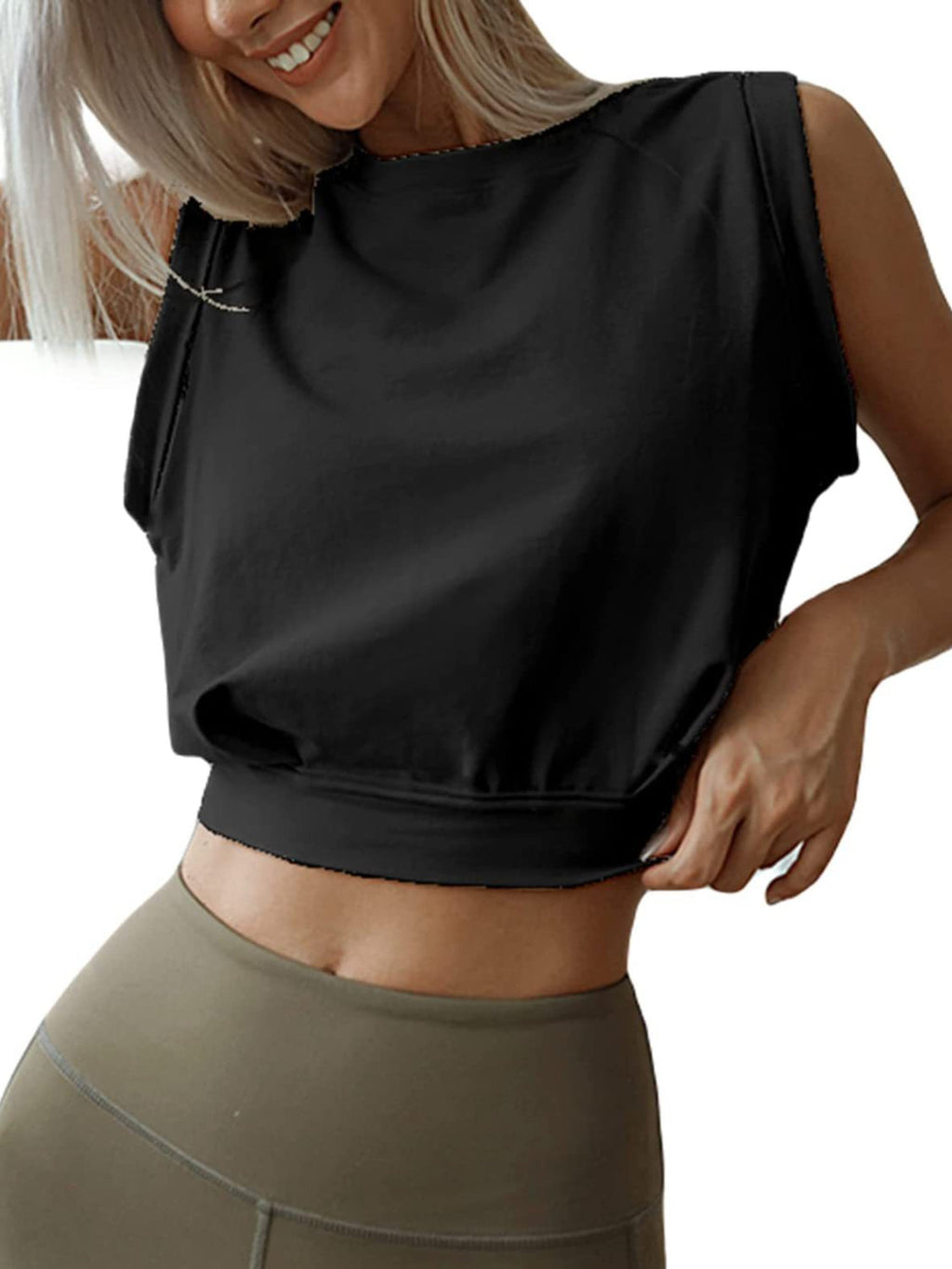 Round Neck Cropped Active Top